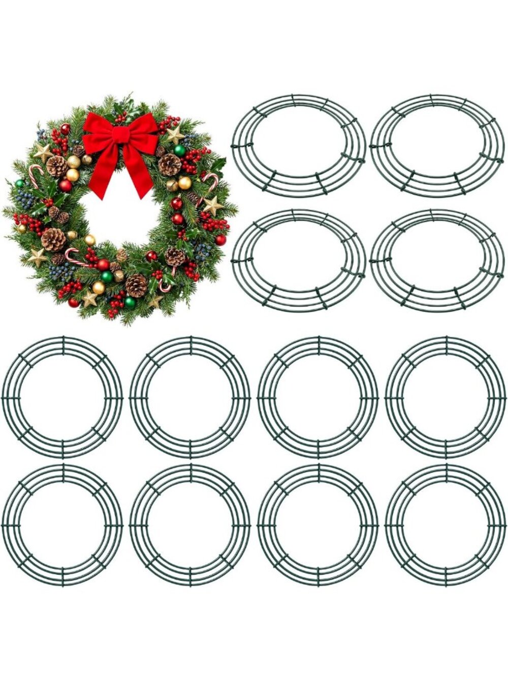 16" Metal Wreath Frames - 12 Pack Wire Rings for DIY Wreath Making & Crafts